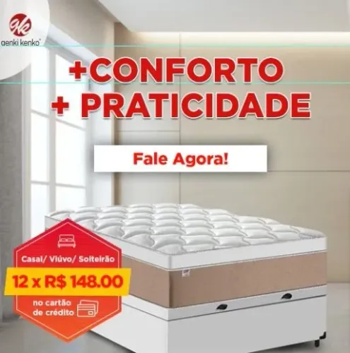 Cama box bau e colchão Genkikenko