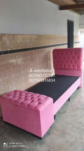 Base de solteiro, cabeceira,baú Recamier 