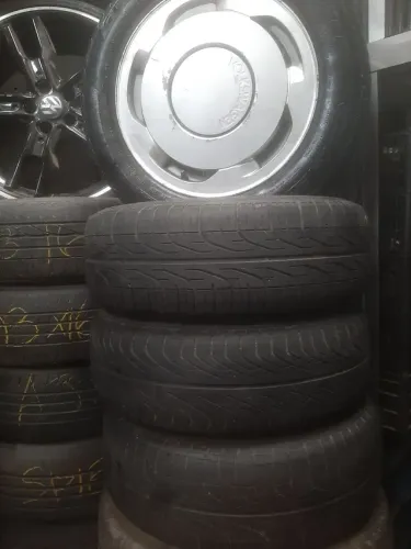 Roda aro 14 Vw Gol Gti Orbital prata original com Pneu 185 60 14 usados jogo