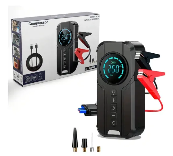 Compressor de ar e auxiliar de partida portátil