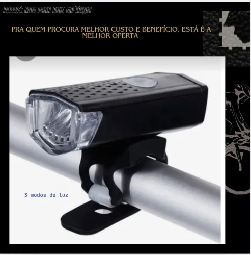 Lanterna para Bike - 3 Modos de Luz , recarregável USB