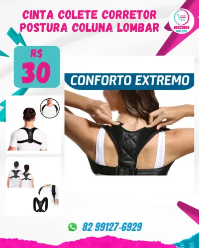 cinta colete corretor postura coluna lombar