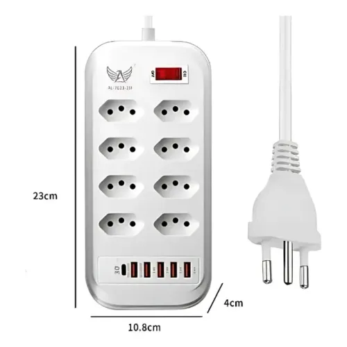 Extensão Altomex Al-7623 14 Tomadas 5m Com Usb E Proteção Branco