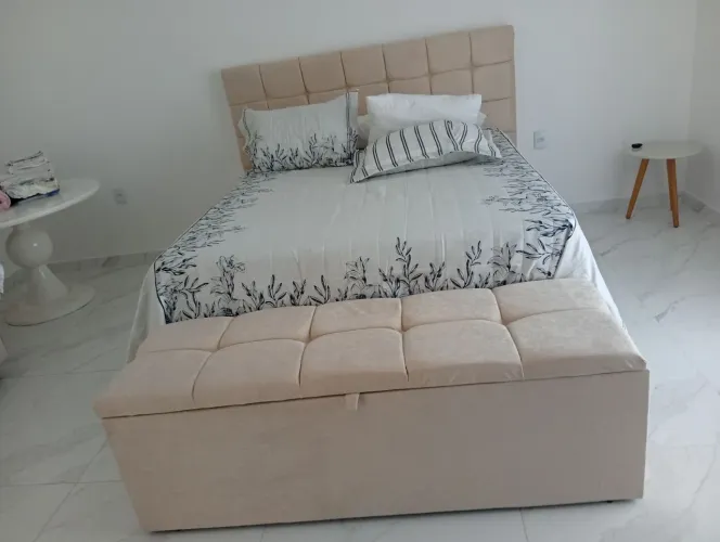 Cama de Casal Completa com Cabeceira e Baú