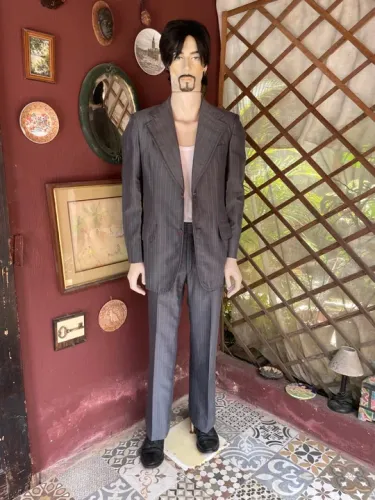Terno Masculino Cinza Listrado tam:46