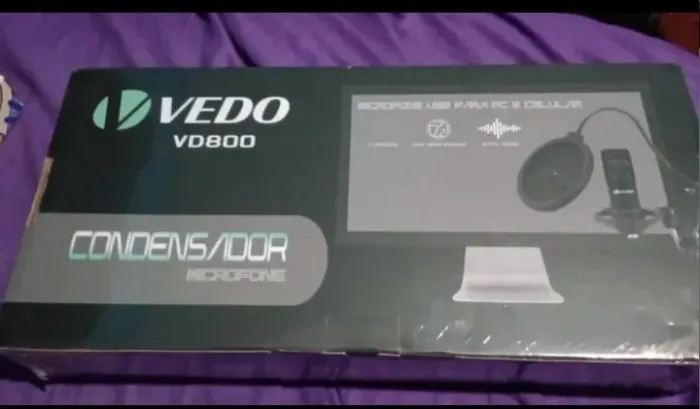 Microfone vedo vd800 novo para live podcast gravação