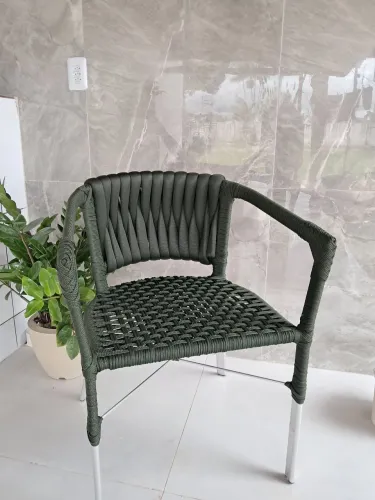 Poltrona Havaí em Corda Náutica e Tricô Náutico. 