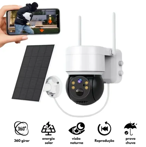 Câmera ip Wi-Fi de segurança externa com placa solar