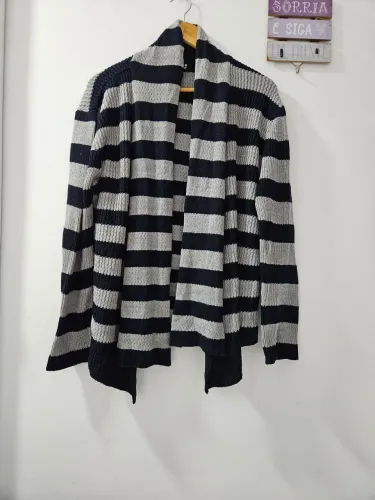 Cardigan listrado preto e cinza tam M