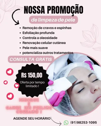 Limpeza de pele + peeling de diamante + retorno