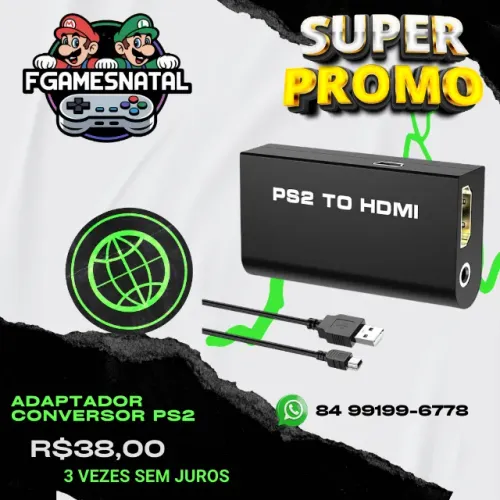 Adaptador Conversor Ps2 áudio Vídeo Av Para Cabo Hdmi