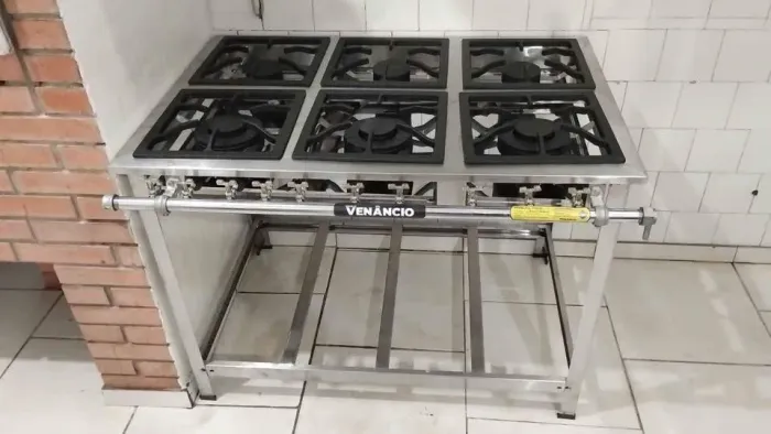 Fogão Industrial inox 6 queimadores mistos Venâncio - Marcos