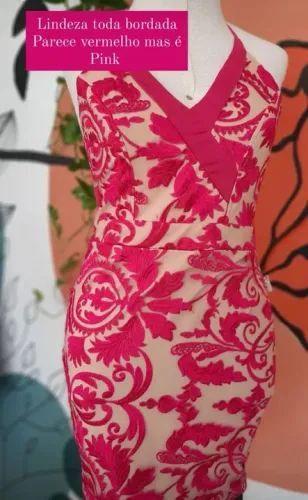 Vestido Bordado Pink - Novo!
