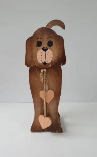 Porta papel toalhas ou papel higiênico, em madeira no formato de um simpático cachorrinho