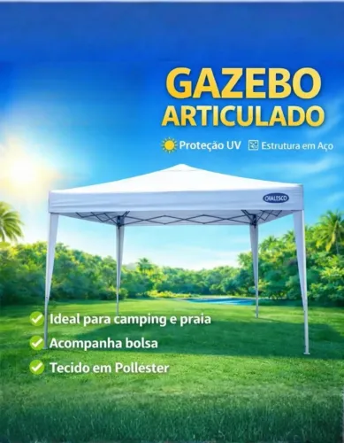Chalesco - Tenda Gazebo Articulada Sanfonada Barraca 3mX3m 3X3 3X3m - Usada