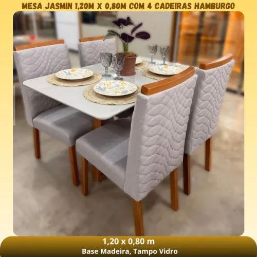 Mesa Jasmim c/4 cadeiras Hamburgo