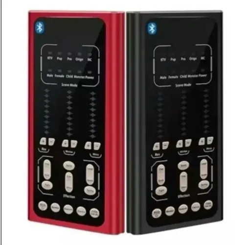 Mesa de Som Placa de Áudio Bluetooth Com Microfone 9 Efeitos Sonoros Trocador de Voz