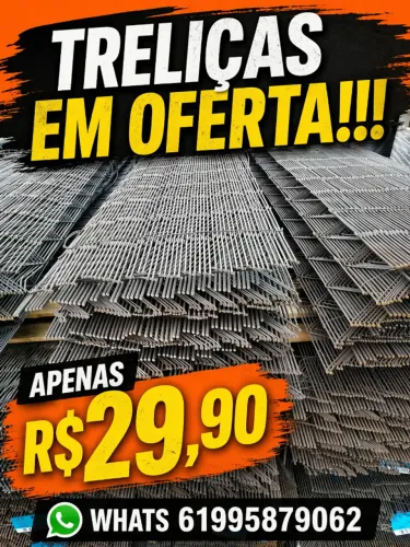 Ferragens a pronta entrega - treliça H8 ferro peça de 6 metros a vista R$29,90