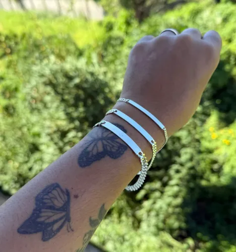 Pulseiras de placa - Prata 925k - Aceitamos cartão