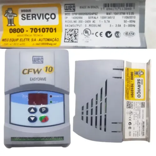 Inversor de Frequência CFW10 Rede 200 á 240v AC 1 - 5,7A Saida/Out Put 3 ~2,6A 0- 300HZ