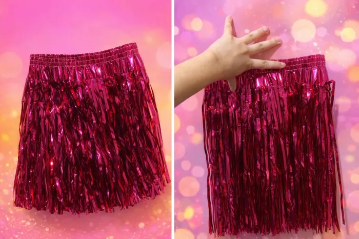 Saia metalizada de carnaval rosa