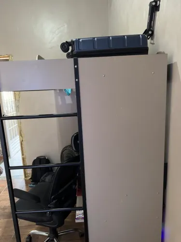 Cama multifuncional Konza com mesa Gamer Castanho