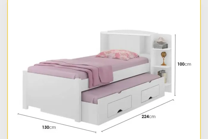 Cama solteiro com auxiliar