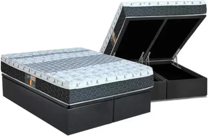 Conjunto de Colchão Resistence King + Cama Base Baú King All Gray
