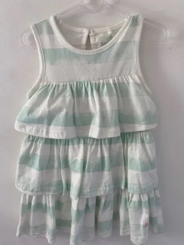 Vestido novo infantil verde e branco TAM 2
