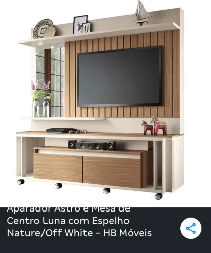 Kit 3 Peças. Mesa de centro luna, aparador astro e Home theater eclipse.