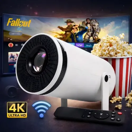 Projetor Cinema Em Casa Cor Branco Imagem Nítida HY300