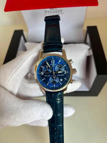 Relogio Masculino - Tissot Couro Azul - Quartzo - 42mm - Prem AAA+