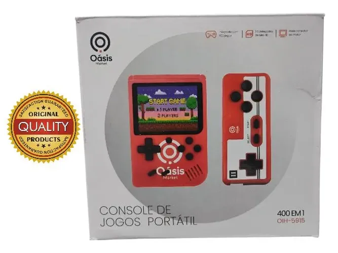 Mini Game Portátil Retro 400 em 1 - Tela HD, Conexão TV + Controle Extra!