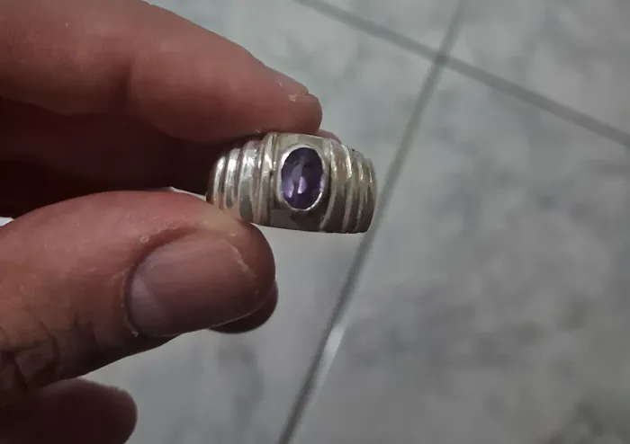 Anel Prata 950 com Ametista