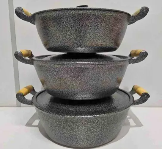 Kit de 3 panela alumínio batido craquelada