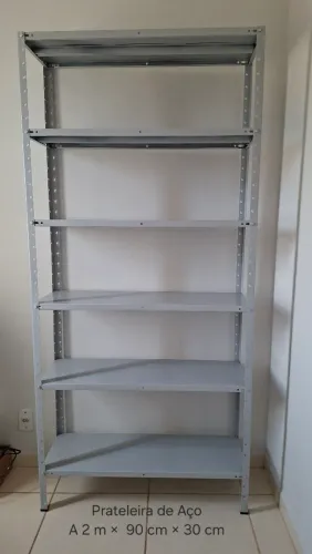 Prateleira de Aço, 1.98 Altura, 90cm largura e 30cm de profundidade.