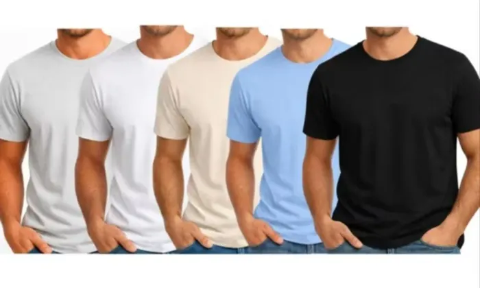 Kit 05 Camisetas Masculina - 100% Algodão Lisas 