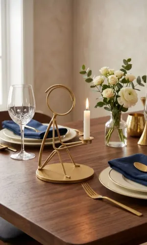 Deiche sua mesa com mais requinte com esse lindo suporte para velas banho dourado.