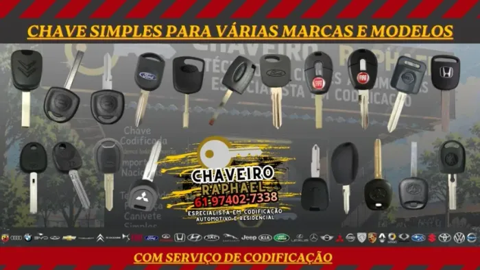 Chave Simples Carros Linha Nacional ou Importada Completa Com Serviço de Codificação