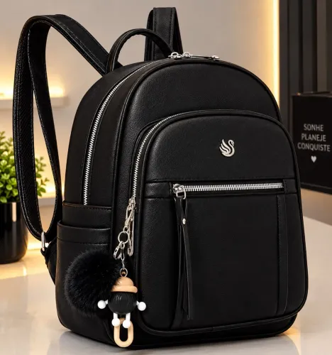 Mochila com forro/ Porta garrafa e chaveiro