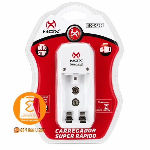 Carregador Rápido de Pilhas AA(Grossa) AAA(Palito) e Bateria 9V recarregável