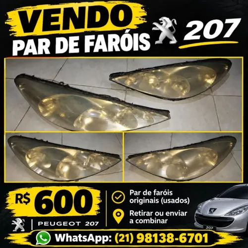 Par de faróis Peugeot 207