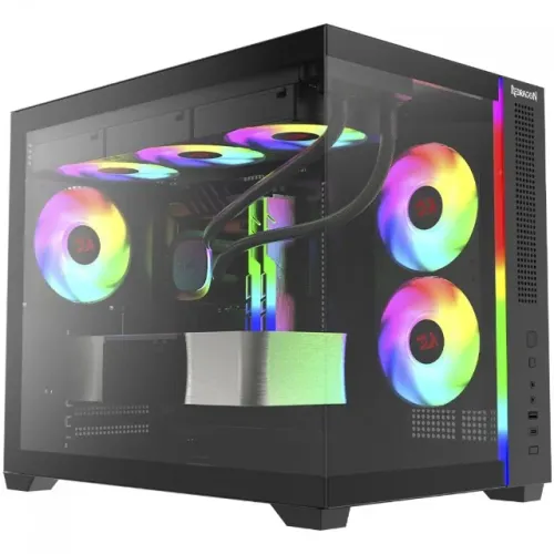 Gabinete Gamer Redragon Wideload Mini Lite RGB Preto Sem Fans Micro