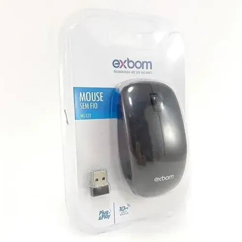 Mouse Sem Fio Exbom Ms-22 2.4Ghz 1000 Dpi Preto