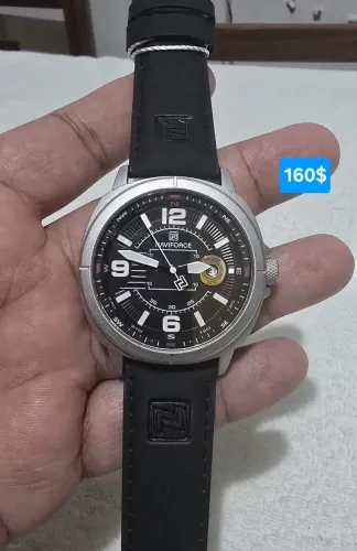 Relógio da Naviforce pulseira preta de couro original