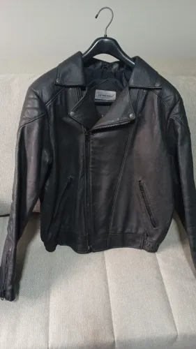 Jaqueta de couro masculina motociclista 