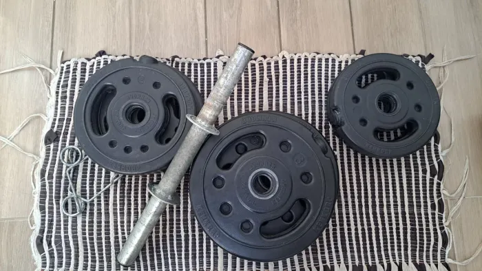 Kit de Halteres 12 kg em Anilhas de Ferro + 1 Barras
