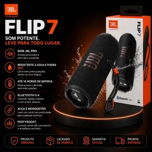 Caixa de Som JBL Flip 7 Portátil Com Som Potente e IP68