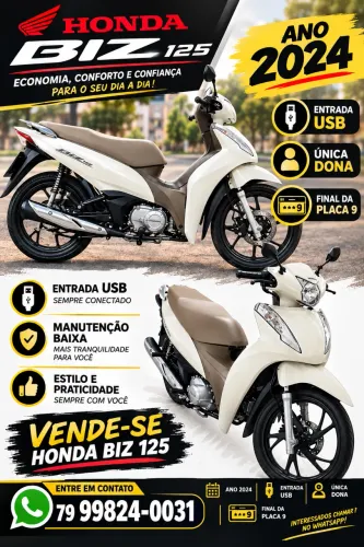 Vende-se Honda Biz 125. Ano 2024