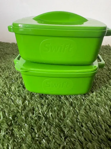Conjunto com 2 Potes Quadrados Usados Vazios Verde Pequeno